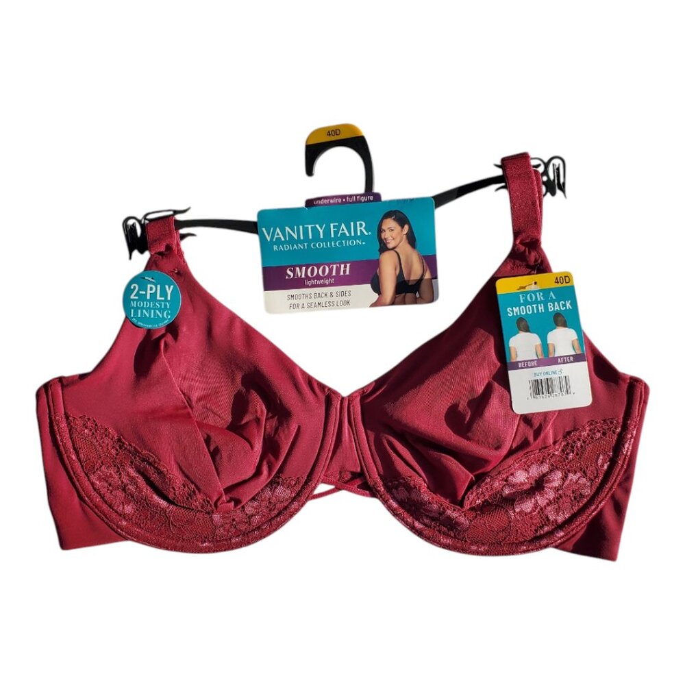Vanity Fair Underwire Bra SZ 40D Radiant Collection - Magenta Disco Lace